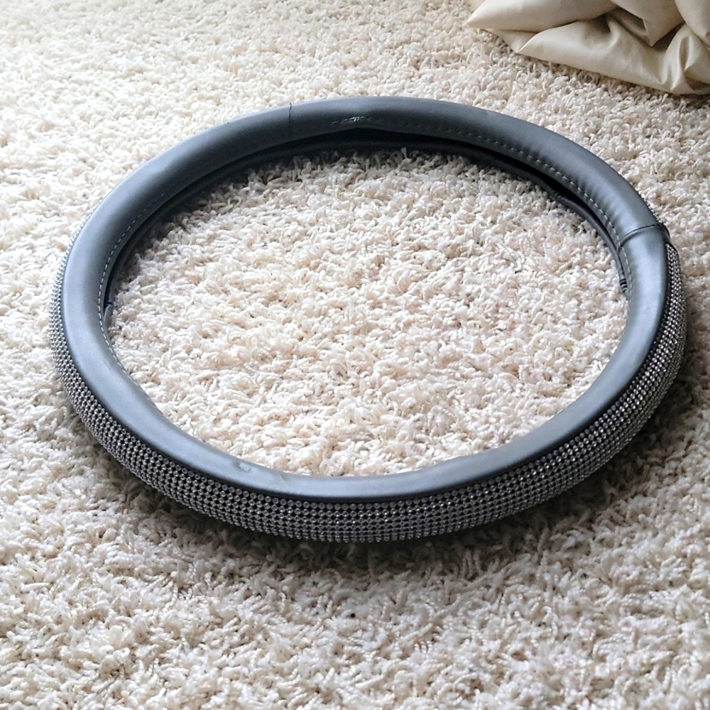 SILVER RHINESTONE Steering Wheel Cover